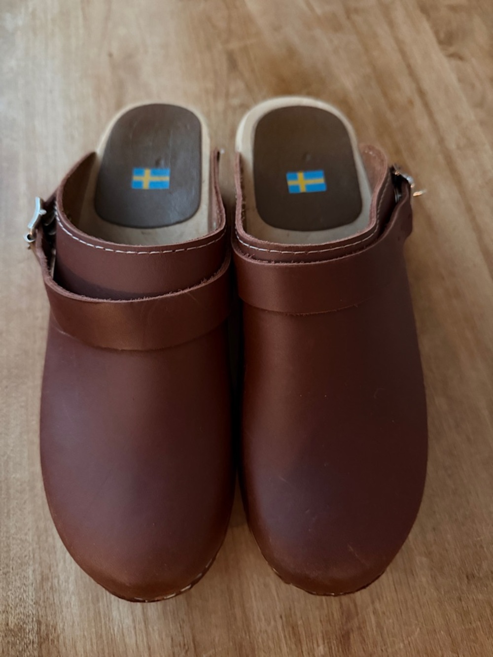 MIA Brown Leather Clog Mules